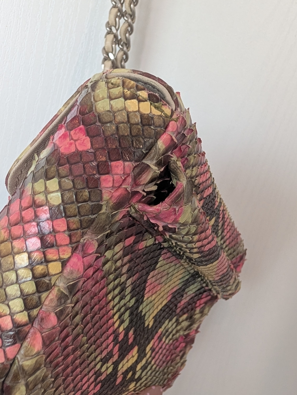 Chanel Pink & Brown Python Mini Flap Convertible Strap To Belt Bag - Picture 10 of 11